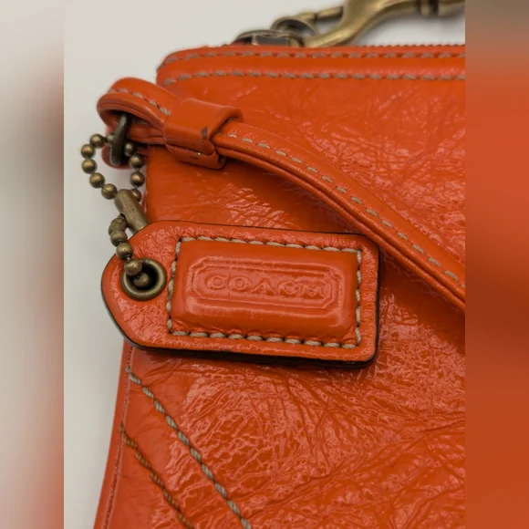 Coach Orange Leather Wristlet - Picture 2 of 6
